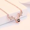 Alce Un ciervo te tiene 100 idiomas Te amo collar colgante de memoria cadena corta con clavícula con incrustaciones de diamantes en stock