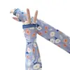 Moda Flor Mujer Nuevo Melocotón Protector Solar Manga de Seda Helada Holgada Estilo Coreano Versátil Conducción Montar al Aire Libre Protector de Brazo