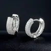 Brincos Brilhantes de Prata 925 com Cravação Completa de Diamantes, Brincos da Moda de Luxo Leve, Acessórios de Orelha Simples e Modernos, Galvanizado em Liga de Zinco