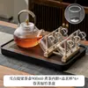Tetera de vidrio de borosilicato alto a prueba de explosiones a alta temperatura patrón martillado transparente cafetera casera asa de cobre asa asa viga olla juego de té al por mayor