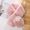 Bufanda Cálida de Invierno para Niñas, Dulce, Suave, Linda, Peluda, Estéreo, Tulipán, Cuello de Piel Cruzado