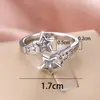 Anillo Abierto de Doble Estrella con Piedra Incrustada de Lujo Ligero Transfronterizo Rongxing Cuerpo del Anillo Decorado con Estrellas Pequeñas Anillo Ajustable para Mujeres