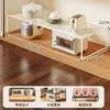 Prateleira para Micro-ondas de Cozinha Casa Rack de Armazenamento Multifuncional para Temperos Prateleira Camada Interna Expansível para Armário Sob a Pia