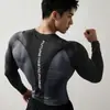 Esportes de Corrida Casual Masculino Outono 2026 Secagem Rápida Compressão Camisa Alta Elasticidade Camada de Base de Compressão Esportes Manga Longa Fitness