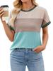 Ropa de Mujer para Exportación Transfronteriza Europea y Americana Amazon Nuevo Casual Cuello Redondo Rayas Contrastantes Manga Corta Camisetas Tops