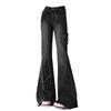 Calça Jeans Patchwork Borboleta com Barra Desfiada para Mulheres, Levemente Flare, Caimento Solto, Calça Reta Emagrecedora de Comprimento Total, Novo Estilo Versátil para Primavera e Outono