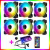 Ventilador de Caja Cool Moonlight de 6 Pines 12cm Círculo Fino Multicapa Refrigeración RGB para Computadora de Escritorio Ventilador de Refrigeración Silencioso