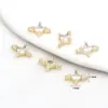 Colgante de Aro Doble de Oro Real de 18 Quilates con Zirconia en Forma de Rombo, Conserva el Color, Joyería Hecha a Mano para Bricolaje, Pendientes, Collar, Colgante Pequeño D44C