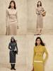Conjunto de Ropa para Mujer Estilo Commuter Conjunto Combinado de Tejido de Lana Falda 26 Nuevo Color-Blocking de Principios de Otoño Suéter Conjunto de Dos Piezas