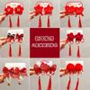 Acessórios de Cabelo de Ano Novo 2026 Meninas Vermelhos Festivos Hanfu Acessórios de Cabelo Infantil Estilo Chinês Laço de Princesa Franja Presilhas de Cabelo
