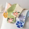 Meias Longas Femininas Estilo Coreano, Meias Coloridas Florais Versáteis da Moda para Outono e Inverno, Meias Estudantis Kawaii Estilo Japonês