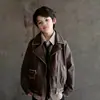 Chaqueta de Cuero de Moda Fresca para Niños Otoño 2026 Nuevo Modelo para Niños Mayores, Elegante Chaqueta de Motociclista de Cuero PU, Top Holgado