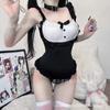Lencería de Paja para Niña Sexo Puro Sexy Juguetón Conejito Botón Oculto Archivo Abierto Mono Uniforme 1721