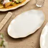 Plato de Cerámica para Pescado Hoja de Loto para Uso Doméstico, Plato Cerámico Grande para Cocinar Pescado al Vapor, Nuevo Modelo 2026, Plato Ovalado de Gama Alta