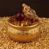 Cilindro Baifu de Latão Cornucópia Ornamentos Shajin Mini Cornucópia Dourada Cilindro Baifu Cornucópia Ornamentos de Latão