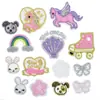 Etiquetas Adhesivas Bordadas por Computadora Serie de Pegatinas de Tela Bordadas de Dibujos Animados Unicornio Pegatinas DIY Pegatinas de Parche Conejo Lazo