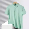 Camiseta para Hombre, Casual de Negocios, Fresca de Manga Corta para Verano, Sin Planchar, Sin Costuras, Cuello Polo Pegado, Elástica y de Secado Rápido