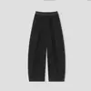 Calça Casual Plissada Cinza para Mulheres 2025 Outono Nova Versátil Cintura Alta Aparência Emagrecedora Drapeada Tamanho Grande Calça de Pernas Largas