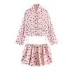 Conjunto de chaqueta con diseño de cordón de lunares y shorts tipo globo para mujer, comercio exterior transfronterizo europeo y americano ZA