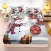 Temu Série de Natal 2 Conjunto de Lençol com Elástico Impressão Digital Escovada Colcha Abrangente Saco de Cama Conjunto de Três Peças Pode Ser Conectado ao Jit