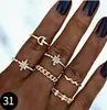 Joyería para Manos Popular Transfronteriza Europea y Americana Anillo Articulado Hueco con Diamante Accesorios Anillo para Mujer Estrella Luna Ópalo