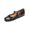 Camada Superior Super Macia Couro Bovino Lavado Mary Jane Outono 2024 Fundo Plano Bico Redondo Couro Genuíno Sola Macia Sapatos de Camada Única Tamanho Feminino Reembolsável