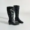 Botas de caballero para mujer con hebilla estilo coreano, nuevas botas largas de verano 2026 con punta cuadrada, tacón bajo, botas versátiles estilo Maillard