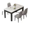 Juego de mesa de comedor y sillas de pizarra estilo nórdico, diseño simple, forma rectangular, estructura de hierro con acabado de madera sintética, apto para uso doméstico, ideal para apartamentos pequeños