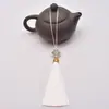 Chapéu com franjas de borla, coroa de metal, pingente de nó chinês, acessórios de joalheria, marcador de livro, acessório de cabeça, pingente para celular, borla pequena