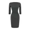 Vestido de un hombro con manga de tres cuartos, cintura plisada, Pure Desire, Vestido Rachel, Nuevo para Otoño, Ajustado, Bodycon, Vestido Corto Hot Girl