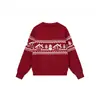 Suéter de punto navideño versátil, corte holgado, colorblock otoñal/invernal para hombre, punto Fair Isle suave, jersey informal