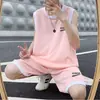 Uniforme de Basquete Sem Mangas Roupa Esportiva Masculina de Verão Colete Solto Camiseta Shorts Corrida Casual Conjunto de Duas Peças Tendência Estudantil