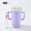 Vaso de agua de silicona, vaso con pajita, vaso de aprendizaje para beber, vaso de silicona con tapa, vaso de silicona de 250 ml con cordón, vaso de pajita para beber directamente
