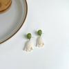 Pendientes Retro Elegantes Franceses de Aguja de Plata S925 Pendientes de Botón de Flor de Tulipan Acrílica Pendientes Casuales de Diosa para Vacaciones