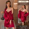 Pijama sexy de satén de talla grande con abertura lateral y tirantes de seda para mujer, conjunto de ropa de casa, camisón 6573