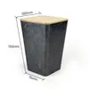 Lata de Hojalata Trapezoidal Transfronteriza con Tapa de Bambú, Caja de Lata Estándar para Té, Caja Creativa de Forma Irregular para Almacenamiento de Dulces y Granos de Café