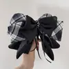 Presilha de Cabelo Retro com Laço de Pérola em Cetim para Rabo de Cavalo Baixo de Mulher, Presilha para a Parte de Trás da Cabeça, Presilha para Meio Preso, Acessório de Cabelo Elegante