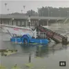 Equipo de limpieza de desechos flotantes de superficie de descarga frontal y trasera totalmente automático Barco barredor de basura de río Barco cortacésped