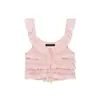 Comercio Exterior Transfronterizo Ropa de Mujer 2026 Verano Nuevo Producto Estilo Europeo y Americano Moderno Top Halter Decorativo de Encaje en Capas 7521028