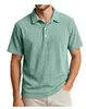 Camiseta Gola Alta Meio Zíper Polo de Manga Curta para Homens Primavera e Verão Solta Casual Cor Lisa Top Marca Tendência Roupa Masculina Respirável