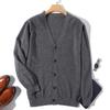 Cárdigan de Punto Otoño e Invierno para Hombre Cuello en V Color Sólido Rojo Suéter Juvenil Holgado Suéter de Lana Chaqueta Talla Grande Casual de Negocios