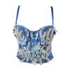 Camisola de mezclilla con cuentas para industria pesada, prenda exterior, chaleco de moda europea y americana, club nocturno, chica sexy, top envuelto en el pecho, en stock, venta al por mayor