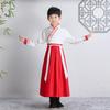Traje tradicional chino infantil Hanfu para niñas, ropa tradicional china para niños, atuendo de actuación con tres personajes clásicos y reglas de discípulo, traje de actuación de erudito Ruqun