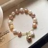 Pulseira de Gato com Pérolas de Água Doce de Formato Especial Barroco Pulseira da Moda Feminina Celebridade da Internet Pulseira Colorida de Pérolas de Água Doce