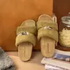 Nuevas pantuflas de algodón cómodas con forro de felpa para otoño e invierno 2026, suela gruesa, elegantes pantuflas gigantes peludas estilo Birkenstock para usar en exteriores