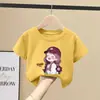 Camiseta de Algodón Puro para Niñas 2026 Nueva Elegante Dibujos Animados Manga Corta Verano Holgada Versátil Superior para Niños Mayores Moda Estudiante