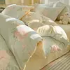 Conjunto de Roupa de Cama de Algodão Integral de Quatro Peças, Algodão Puro Novo Estilo 2026, Roupa de Cama Fresca e Simples, Lençol, Capa de Edredom, Conjunto de Três Peças, Adequado para Todas as Estações