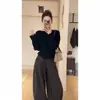 Chegou. Suéter de tricô feminino para outono e inverno, de alta qualidade, casual, macio e confortável, acinturado, afina a silhueta, top para usar por baixo