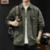 Camisa de Trabajo Versátil Estilo Primavera y Otoño Moda Retro Nuevo Bolsillo de Decoración de Alta Gama Juvenil Camisa Casual de Manga Larga