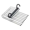 Perchero plegable de acero inoxidable para pantalones multifuncional de doble uso horizontal y vertical para el hogar, artefacto multicapa, almacenamiento en armario para pantalones, perchero antideslizante